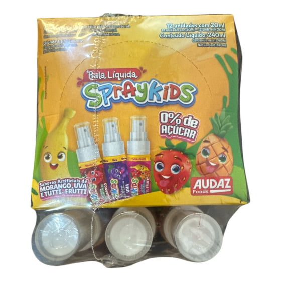 Bala Líquida Sabores Spraykids Caixa com 12 unidades