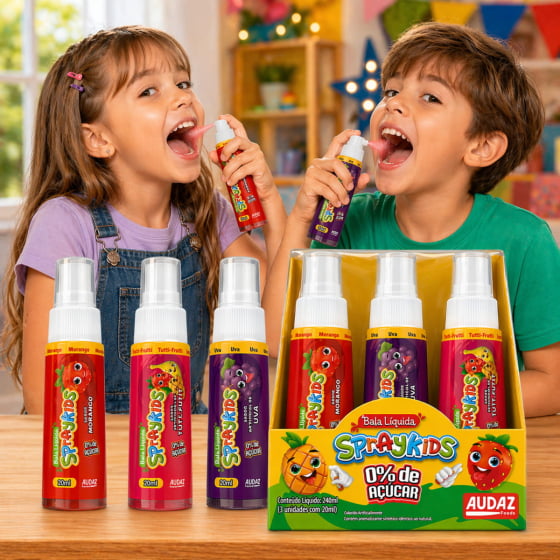 Bala Líquida Sabores Spraykids - Caixa com 12 unidades