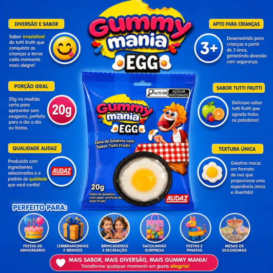 Gummy Mania Egg Cristais Explosivos 20 gramas - Unidade