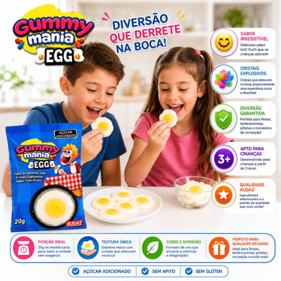 Gummy Mania Egg Cristais Explosivos 20 gramas - Unidade