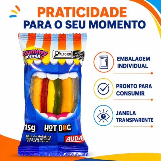 Gummy Mania Hot Dog Cachorro Quente 15 gramas - Unidade