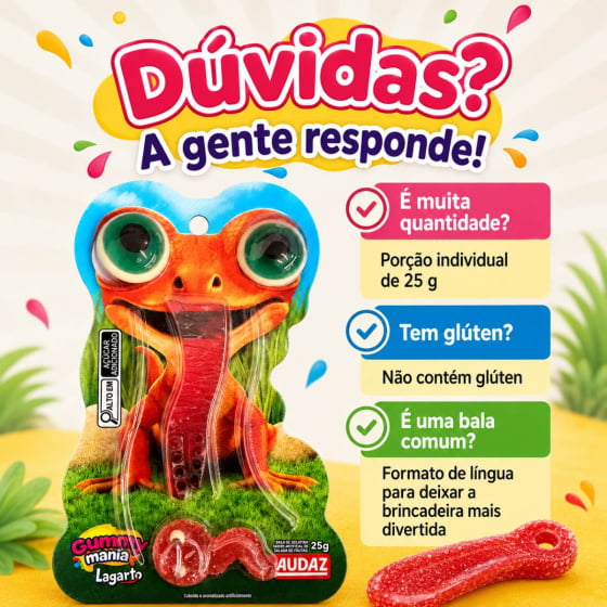 Gummy Mania Lagarto 25 gramas - Unidade Gummy Mania Lagarto 25 gramas - Unidade