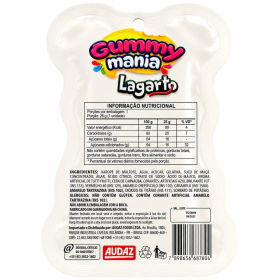 Gummy Mania Lagarto 25 gramas - Unidade