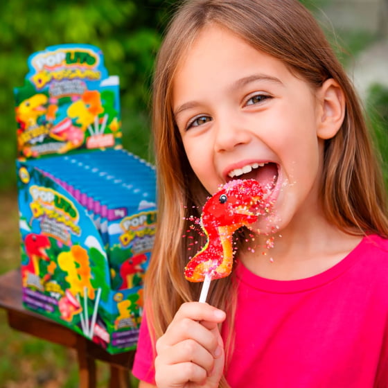 Pirulito Poplito Dinossauro Estala na Boca com 15 unidades