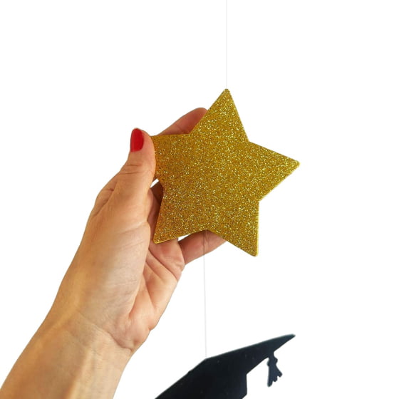 Mobile Decorativo Capelo Estrela Glitter Decoração Formatura
