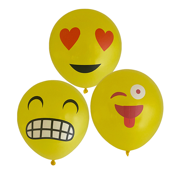 Balão de Latex Carinhas Smile Emoji - 5 unidades