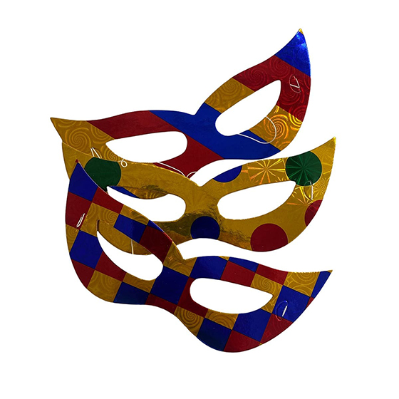 Máscara Carnaval Holográfica Colorida Sortidas - 12 unidades