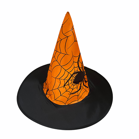 Chapéu de Bruxa Importado Laranja com Teia de Aranha