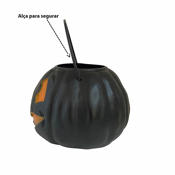 Balde Abóbora Grande 14 cm Dark Preto Decoração Halloween