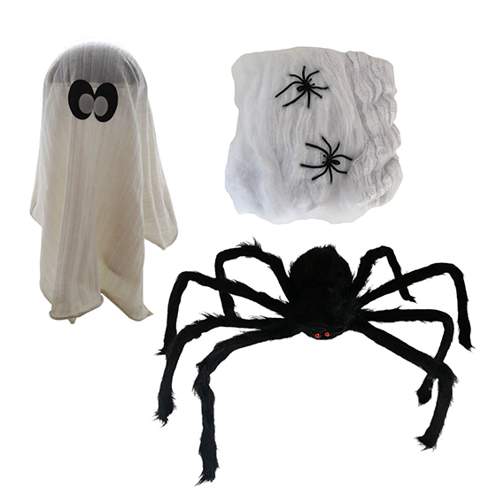 Kit Decoração de Halloween Aranha Teia de Aranha Fantasma