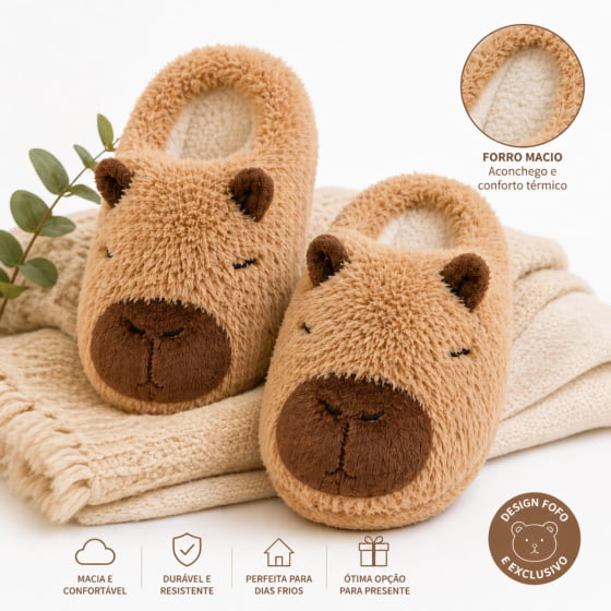 Pantufa de Pelúcia Capivara Infantil