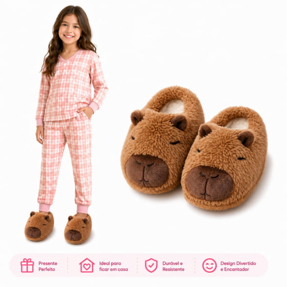 Pantufa de Pelúcia Capivara Infantil