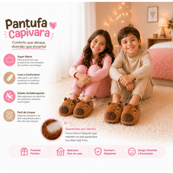 Pantufa de Pelúcia Capivara Infantil