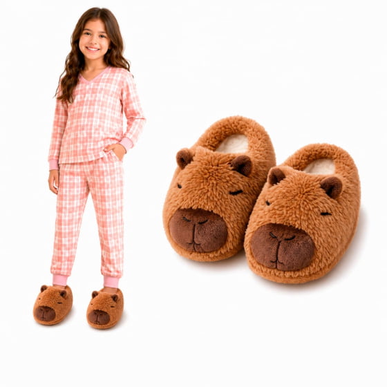 Pantufa de Pelúcia Capivara Infantil