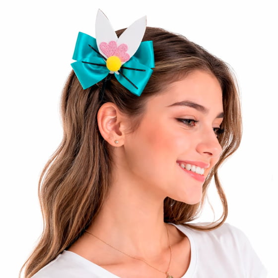 Laço Presilha de Cabelo Coelho Adereço de Páscoa
