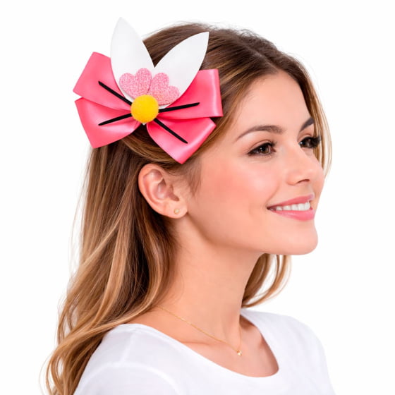 Laço Presilha de Cabelo Coelho Adereço de Páscoa