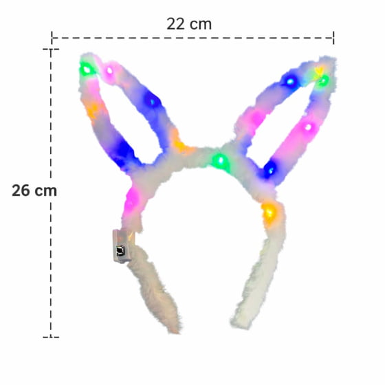 Tiara Coelho Páscoa Vazada com Led Pisca Escolha a Cor