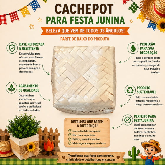 Cachepot de Palha Decorativo Junino
